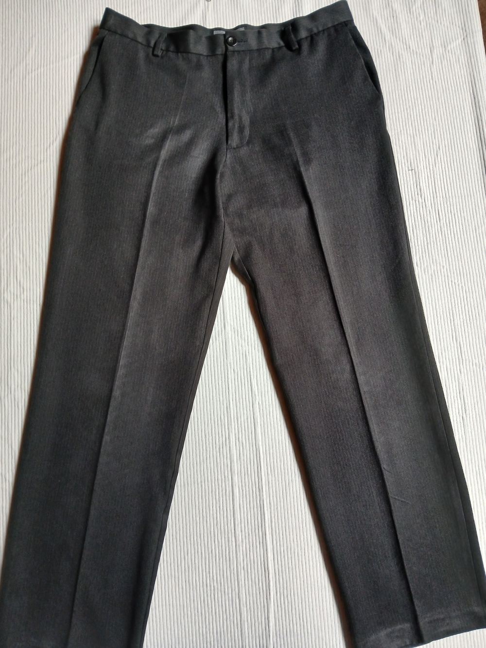 Dockers Straight Fit D2 No Iron Dress Pants 34x32 Gray Pinstripe Flat Front